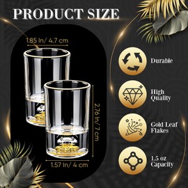 Baderke 6 Pcs Crystal Shot Glass Set, 1.7oz Diamond Shot Glasses Decorated With 24K Gold Leaf Flakes, Cute Crystal Cups for Gift Collection Decor
