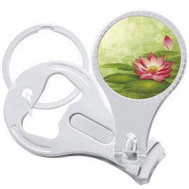 Pink Lotus Flower Nail Clippers Plus Bottle Opener Keychain