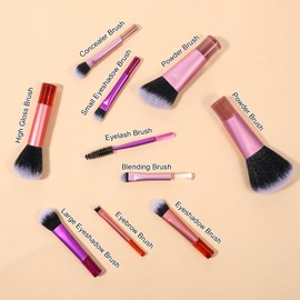 10 Pcs Mini Makeup Brushes Travel Size Makeup Brushes Set with Pouch, Easy Taken Travel Make up Brush Kit Portable Versatile Womens Make up Brush