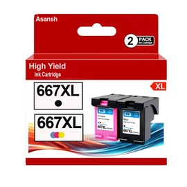 ASANSH 667 667xl Ink Cartridge for 667XL Black and Color High Yield Ink Cartridge Use for Deskjet Ink Advantage 1275 2375 2775 Deskjet Ink Advantage Plus 6075 6475 6476 (2-Pack), small