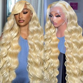 Gurdasa 613 13x6 Lace Front Wig Human Hair 200 Density Blonde Wig Human Hair 34 Inch Body Wave Blonde Lace Front Wigs Human Hair Pre Plucked 613 HD Lace Frontal Wigs Human Hair 613 Human Hair Wig