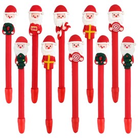 Pack of 10 Christmas Gel Pens, 0.5 mm Christmas Gel Ink Pens, Christmas Cute Rollerball, Christmas Ballpoint Pen, Christmas Party Favour Gift for School, Office Supplies