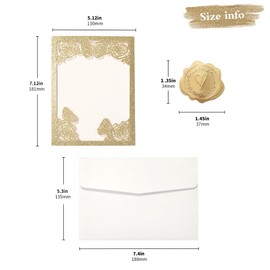 DORIS HOME 50Pcs Glitter Gold Butterfly Invitations for Quinceanera, 15 year, Sweet 16, Miss XV, 5.12" x 7.12" Birthday Laser Cut Quince Invitation Cards(No Inserts Included)