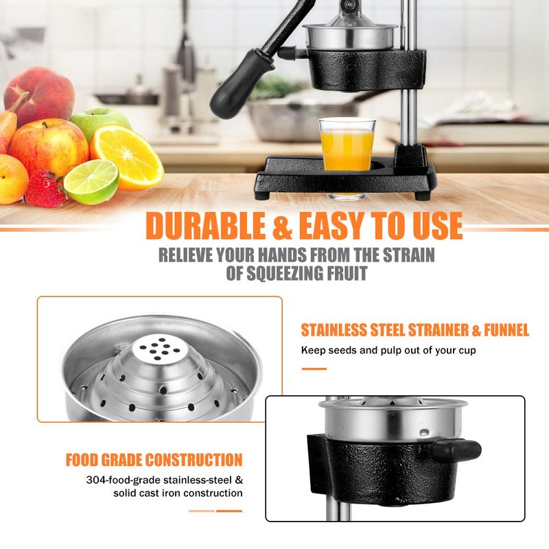 Gowintech Commercial Heavy Duty Cast Iron Hand Press Manual Orange