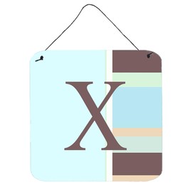 Caroline's Treasures Letter X Initial with Monogram-Blue Stripes Wall or Door Hanging Prints, 6 x 6, Multicolor