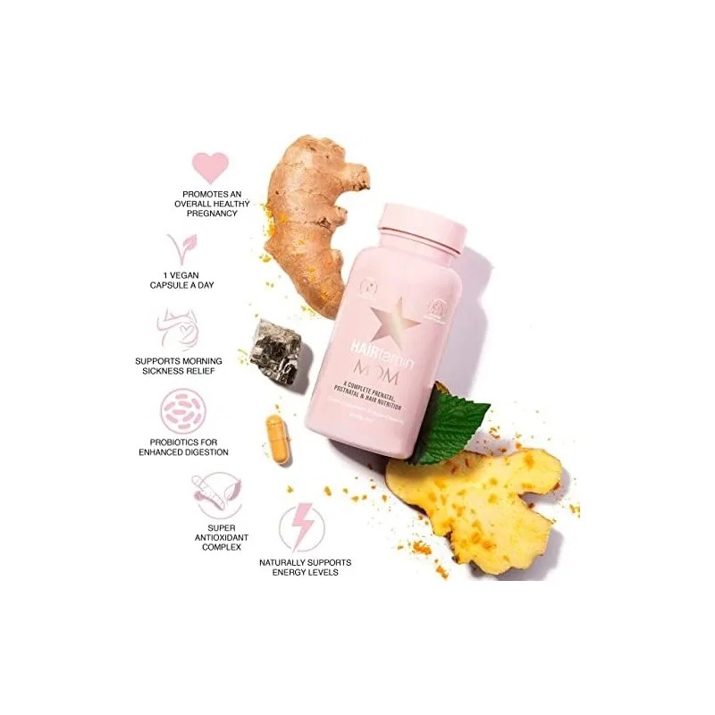 Soporte Cabello Hairtamin Mom Prenatal 30 Caps Hecho Usa Sin