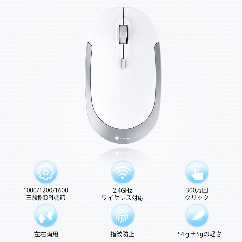 iClever GMN41S Wireless Mouse, Thin, Silent, 2.4 G, Lightweight, 3