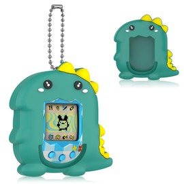 BEARDDO Silicone Case Compatible with Tamagotchi Original Virtual Pet Game Machine, Dinosaur Cute Cartoon Virtual Pet Game Machine Protector Cover for Tamagotchi Original Accessories(Green)