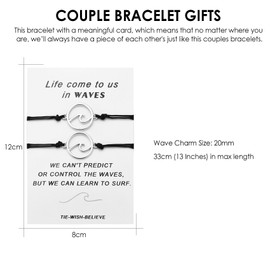 Couple Bracelets Gifts for Him and Her, Matching Wave Bracelets for Couples, Couples Gifts for Boyfriend Girlfriend Husband Wife Valentine's Day Christmas Anniversary Long Distance Relationship