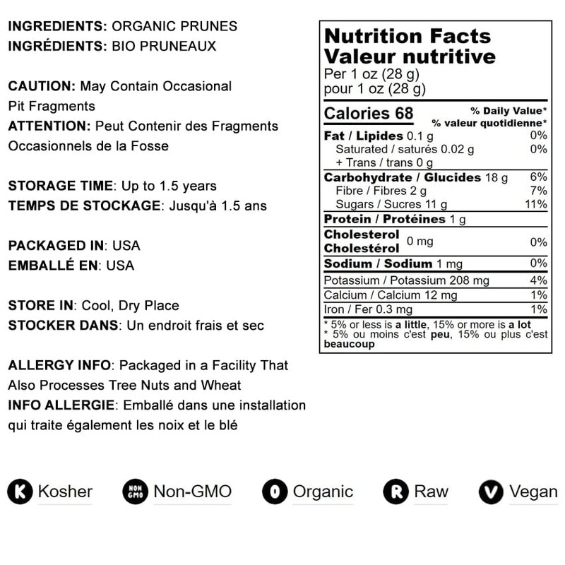 Food to Live Organic Pitted Prunes, 5 Pounds Dried California