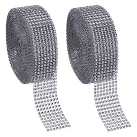 PATIKIL 2 Roll 1.5"x20 Yards Crystal Rhinestones Mesh Ribbon, 4mm Diamond Ribbon Bling Wrap Rhinestone Strips for Crafts Wedding Party DIY Decoration Jewelry Making, Gray