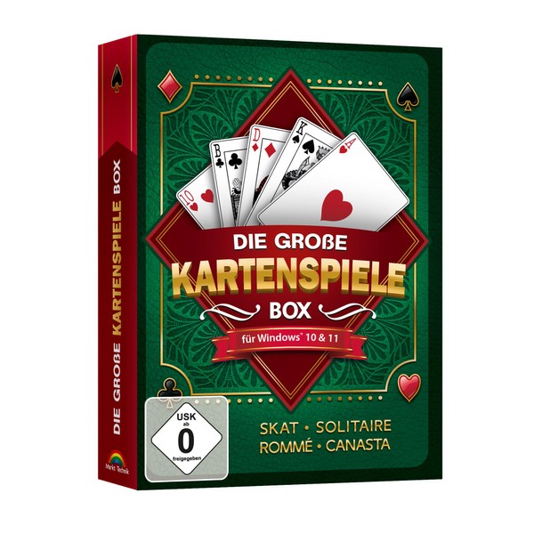 Die Große KARTENSPIELE Box - SKAT, SOLITAIRE, ROMMÉ, CANASTA für
