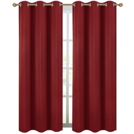 Diraysid Red Grommet Blackout Curtains for Bedroom Thermal Insulated Room Darkening Curtains Drapes, 42 x 95 inch, 2 Panels