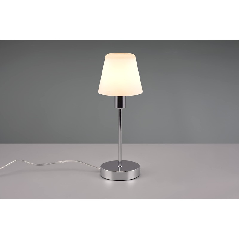 Trio Leuchten Luis II 595700106 Table Lamp Chrome Metal White