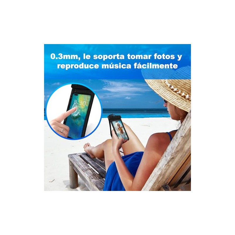Lostrain Funda Impermeable Móvil Celular 2Pzs,IPX8 Protector de Celular para