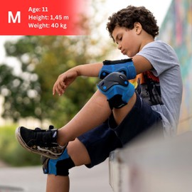 SKATEWIZ Kids Knee and Elbow Pads - PROTECT-1 - Knee Pads Kids Knee and Elbow Pads for Children - S Blue - Kids Knee Pads Scooter Knee Pads Skate Pads Elbow and Knee Pads Kids