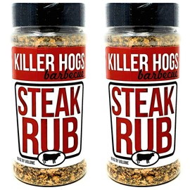 Killer Hogs Barbecue Steak Rub - Pack of 2 Bottles - 32 oz Total - 16 oz Per Bottle - Bulk Killer Hogs Steak Rub