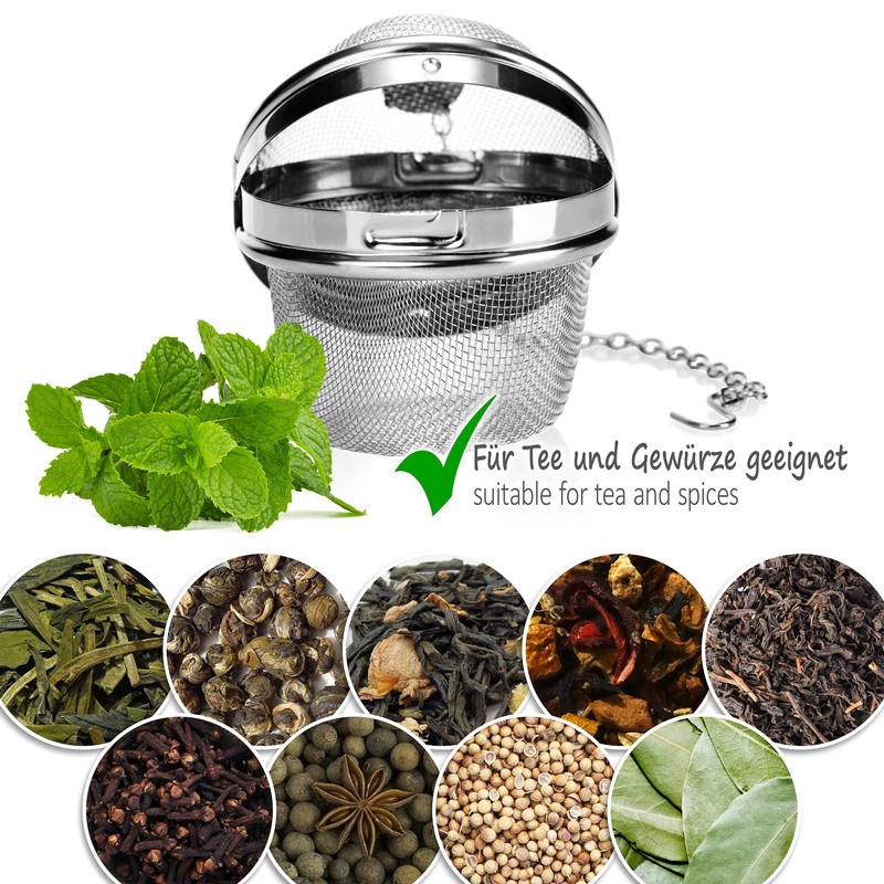 com-four® 2 x Tea Strainer Made of 304 Stainless Steel