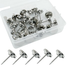 Hitefu 30 Pieces Metal Push Pins, Decorative Silver Thumb Tacks for Picture Photo Hanging, Wall Pins for Bulletin Board Office Home Use