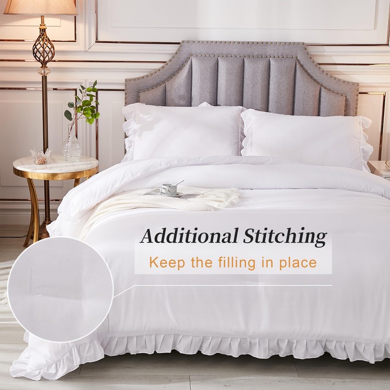 Andency White Oversized Super King Plus Comforter Set, 3 Pieces