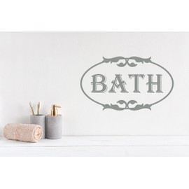 20"x12" Bath Bathroom Elegant Door Sign DIY Embellishment Frame Luxury Room Wall Decal Sticker Art Mural Home Decor