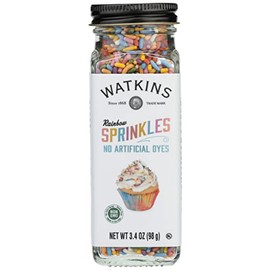 Watkins Rainbow Sprinkles, No Artificial Dyes, Non-GMO, 3.4 Ounce (Pack of 3), Natural