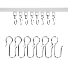 Ganchos de metal para cortina en forma de S, ganchos de cortina pequeños de acero inoxidable, ganchos de alambre para cortinas de techo (30 piezas)