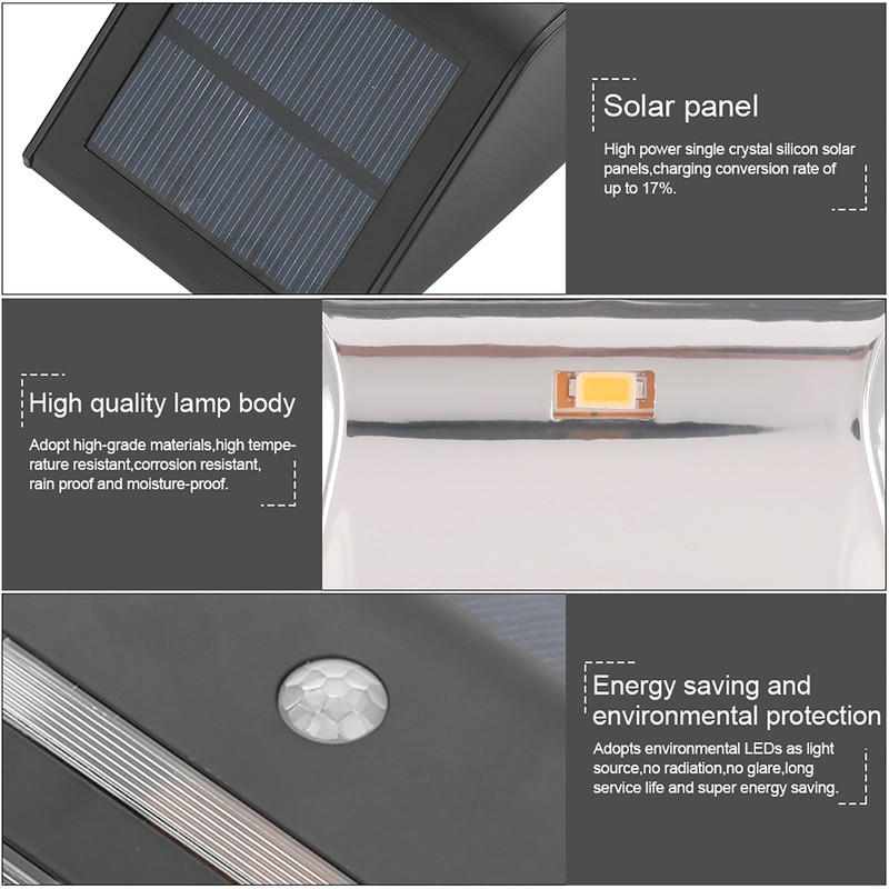 Solar Powered PIR Motion Sensor 2 LED Path Wall Light