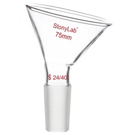 stonylab Glass Oblique Funnel, 60 Offset Borosilicate Glass Powder Funnel Inclined Triangular Funnel with 24/40 Standard Joint for Laboratory Materials Supplementing, 75 mm