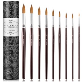 Pinceles de acuarela Sable, 9 piezas, profesionales superiores Kolinsky, pinceles de acuarela para artistas, punta redonda, ovalada, lavado para acuarela, acrílicos, tintas de gouache, pintura