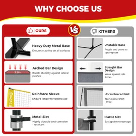 BAGAIL Volleyball Net, 12ft Portable Volleyball Net for Backyard - Adjustable Height, Heavy-Duty Frame, Freestanding Design - Portable Outdoor/Indoor Volleyball Set with Carry Bag - Yellow