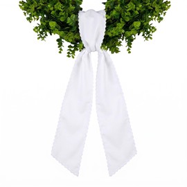CIATBYYJ White Wreath Sash for Front Door, Scalloped Wreath Sash for Wedding Bridal Shower Xmas, Blank Ribbon for Front Door, Yard Porch Garland DIY Monogram & Home Decor