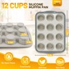 Silicone Muffin Pan, 12 Cups Non-Stick Cupcake Pan, Food-Grade BPA-Free
