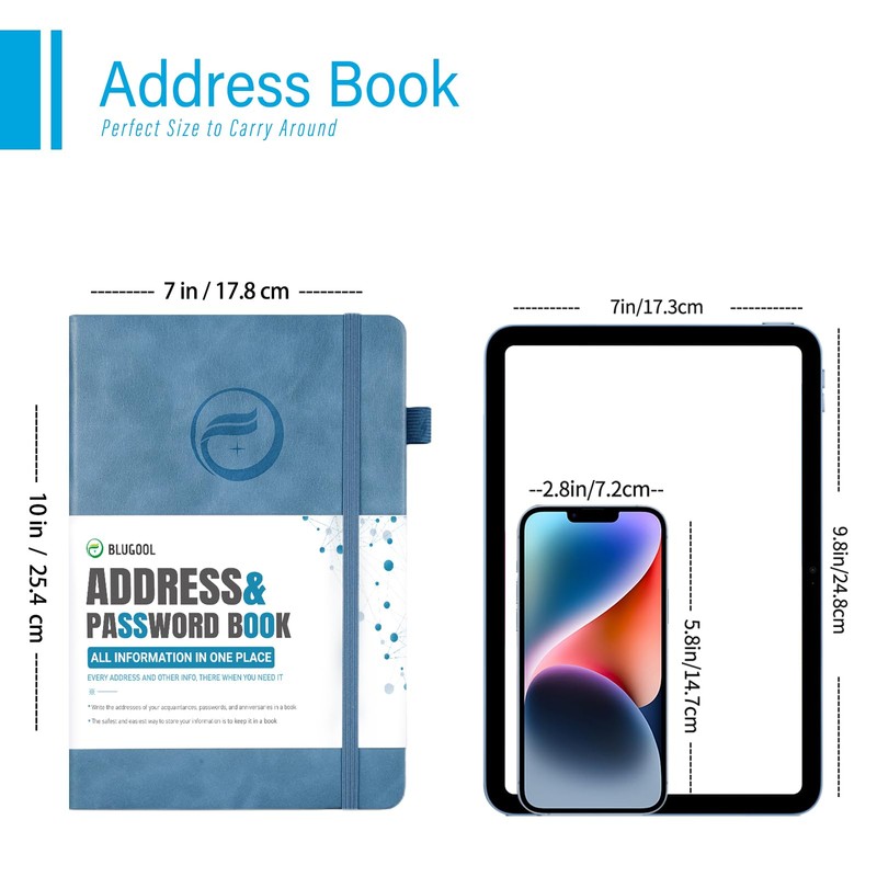 Address Book with Alphabetical Tabs, Large Hardcover Password Book, Address
