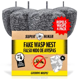 Super Ninja Fake Wasp Nest - 4 Pack, Wasp Nest Decoy for Outdoor Hanging, Yellow Jackets & Bee Repellent Outdoor, Waterproof & Tear-Resistant Deterrent for Patio & Garden