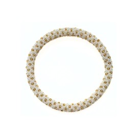 Humble Hilo Handmade Glass Bead Bracelet (White with Gold Spots, Small)