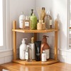 WooFawn 2-Tier Expandable Bamboo Corner Shelf - Dish/Plate Organizer for