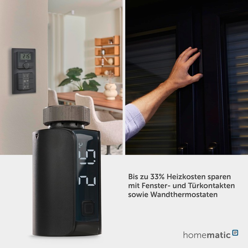 Homematic IP Smart Home Radiator Thermostat – Evo, Anthracite, Digital,