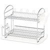 Simple Houseware 2-Tier Stainless Steel Dish Rack with Drainboard, Chrome