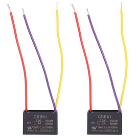 PODOY Ceiling Fan Capacitor 𝟏.𝟓𝐮𝐟+𝟑𝐮𝐟 for CBB61 1.5uf+3uf 3 Wire (Pack of 2)