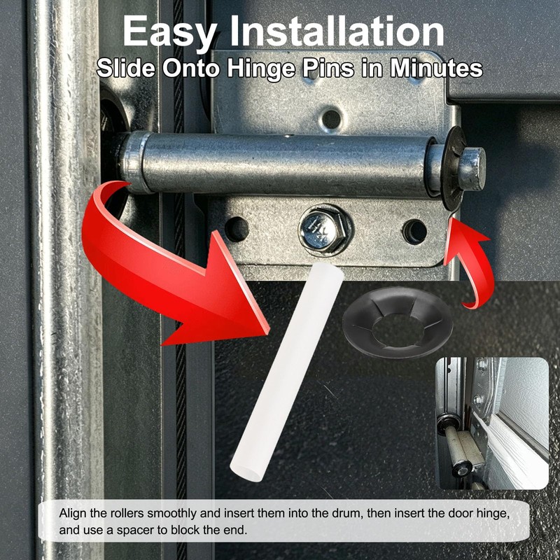12Pcs Garage Door Quiet Hinge Sleeves Compatible with Clean Stem