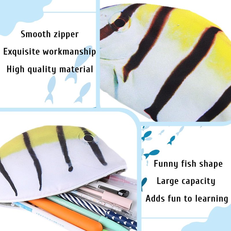 ZEPIQOR 1 x Fish Shaped Pencil Case Novelty Fish Pencil