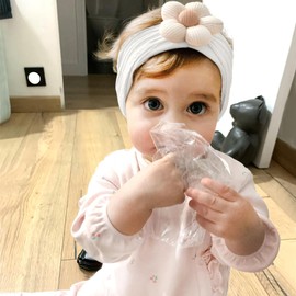 3 Pieces Baby Flower Headband, Nylon Baby Headbands, Soft Hair Bands, Baby Accessories for Newborns, Toddlers (White Black Pink)
