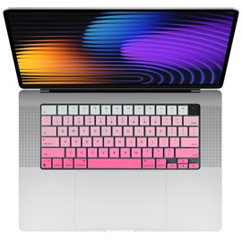 Allinside MacBook Keyboard Cover for Pro 14"/16" (M2/M3/M4, 2021–2025) & Air 13"/15" (M1/M2/M3/M4 Pro/Max, 2022–2025), Laptop Keyboard Protector Skin, US ANSI Layout, Ombre Hot Pink