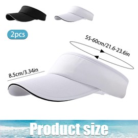 NHTJTHE 2 x Visor Cap, Breathable and Sweat-Absorbing Summer Cap with Sun Visor, Unisex, Adjustable, Outdoor Visor Cap, for Golf, Cycling, Fishing, Tennis, Running (1 Black + 1 White), black