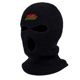 Feliz Navidad Ski Mask Xmas Embroidered 3-Hole Mask Winter Ugly Christmas Balaclava (Black)