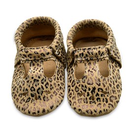 iEvolve Baby Leather Shoes Soft First Walker Shoes Crib Shoes Moccasins for Toddlers(Leopard Print Sandal, 12-18 Months)