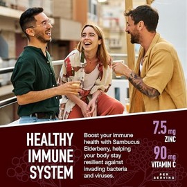 Strong Earth Elderberry Gummies – Sambucus Elderberry Immune Support with Vitamin C & Zinc – Black Elderberry Gummies, Berry Flavor, Non-GMO, Gluten F
