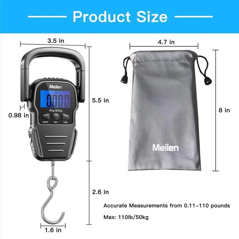 Travel-Ready Luggage Scale with Bright LCD Display & Built-in Measuring