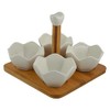 Whiteware 4 Bowl Ceramic Serving Set with Handle